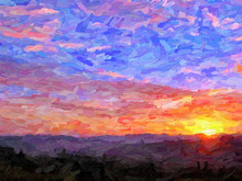 IMPRESSIONISM Sunset In The Mountains