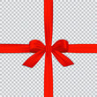© imassimo82 - Red gift ribbon with bow isolated on transparent background. Vector decoration element for your design.