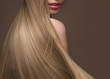 Leinwandbild Motiv Beautiful blond girl with a perfectly smooth hair, classic make-up. Beauty face