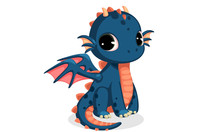 Cute Dark Blue Baby Dragon