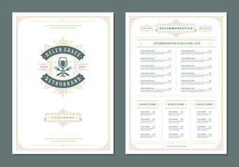 Wall Mural - Restaurant menu design and logo vector brochure template.