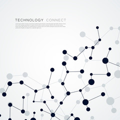 Vector lines and dots connection science and technology background. Molecular, social media, digital and abstract structure