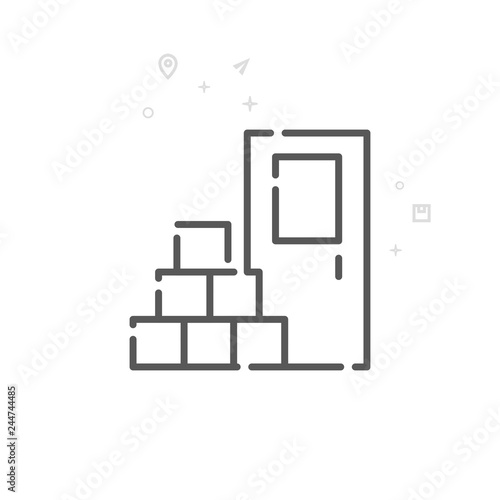 Door To Door Delivery Vector Line Icon Stack Of Boxes Near Door Symbol Pictogram Sign Light Abstract Geometric Background Editable Stroke Adjust Line Weight Design With Pixel Perfection Buy This Stock Vector And