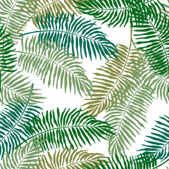  Tropical leaves seamless pattern, vector