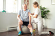 © Louis-Paul Photo - A Modern rehabilitation physiotherapy worker with senior client