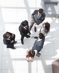 Poster - from the top view. business meeting partners