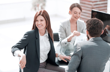 Canvas Print - top view.the business group is discussing financial schedules