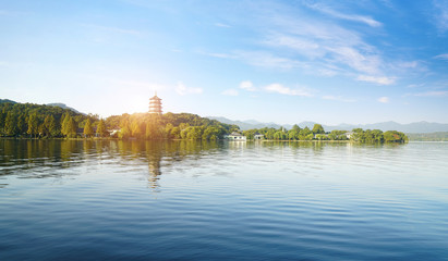 Wall Mural - Beautiful landscape and landscape in West Lake, Hangzhou