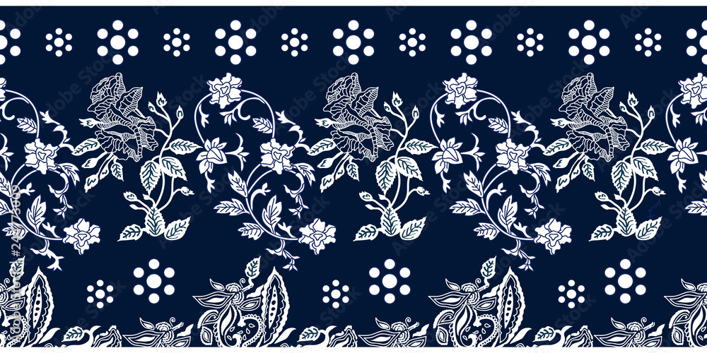 Seamless blue border with Chinese art motifs. Stock Vector | Adobe Stock