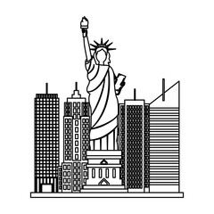 Sticker - statue of liberty city skyscraper