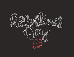 Poster - Valentines day calligraphic linear logo. Vector template for design