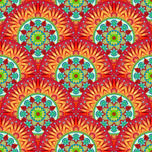 Seamless Colorful Patchwork Pattern With Mandala