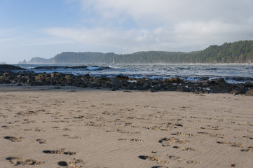 Grey stones in front of surf in La Push beach area, La Push, WA