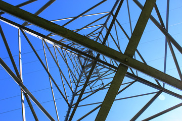 electricity pylon and blue sky