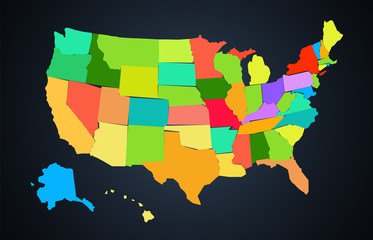 Wall Mural - colorful map of united states of america vector
