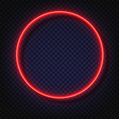 Wall Mural - neon light round banners . vector neon light frame sign. realistic glowing red neon round frames iso