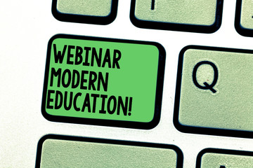 conceptual hand writing showing webinar modern education. business photo text process and practice o