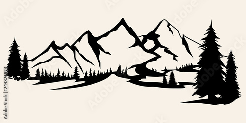 Free Free 238 Silhouette Mountain Scene Nature Svg SVG PNG EPS DXF File