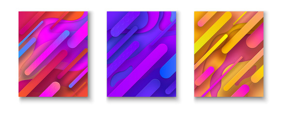 Wall Mural - set of colorful backgrounds with geometric pattern.