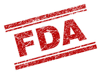 Wall Mural - fda seal imprint with corroded texture. red vector rubber print of fda title with corroded texture. 