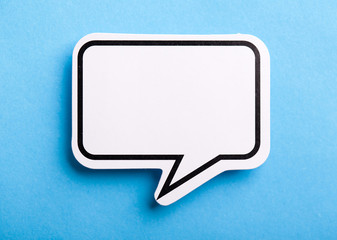 Blank Speech Bubble Isolated On Blue