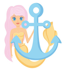 Sticker - Cute mermaid icon 