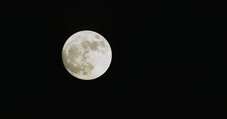 Wall Mural - Full moon against dark black sky with partial clouds