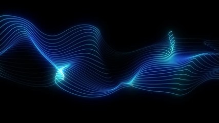 Wall Mural - 4k. abstract loopable blue motion background. flowing neon waves. concept of futuristic animation.