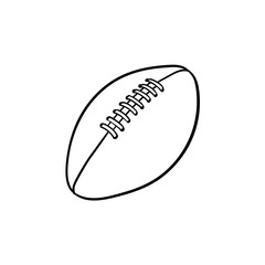 Poster - Rugby ball hand drawn outline doodle icon. Rugby equipment, team sport, rugby competition concept. Vector sketch illustration for print, web, mobile and infographics on white background.