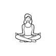 © Visual Generation - Woman sitting in yoga lotus pose hand drawn outline doodle icon