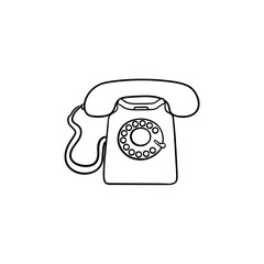 Poster - Vintage telephone hand drawn outline doodle icon