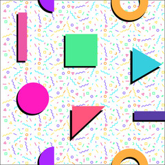 Wall Mural - memphis vector background, bright trendy colours, seamless pattern for your design