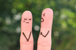 Fingers art of a couple during quarrel.