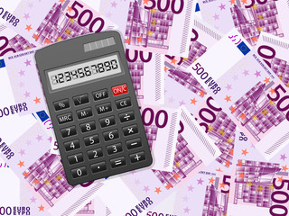 Wall Mural - calculator on five hundred euro background