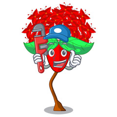 Sticker - Plumber flower ixora isolated with the mascot