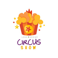Wall Mural - Circus show logo design template, carnival, festive, circus show label, badge, hand drawn design element can be used for flyear, poster, banner, invitation vector Illustration