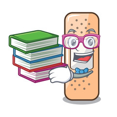 Wall Mural - Student with book sticking plaster isolated with on cartoon