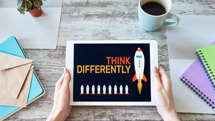 Wall Mural - Think differently, Mind outside the box, Creativity, Innovation  concept on screen.
