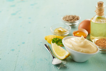 Bowl of delicious homemade mayonnaise