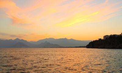 Wall Mural - Antalya city, Meditrranean coast sunset time in summer