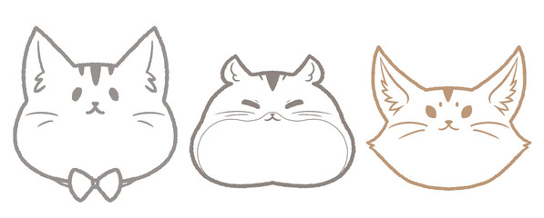 Naklejka na meble cute line animal cat hamster fennec fox illustration