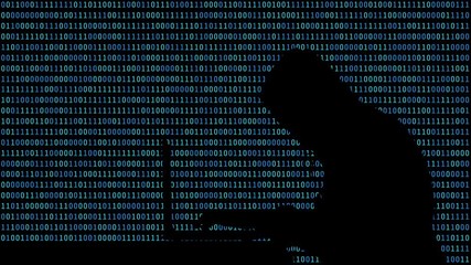 Poster - Hacker typing on a laptop with 01 or binary numbers on the computer screen on monitor background matrix, Digital data code in security technology concept. Human shape abstract illustration