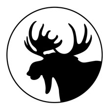 Cartoon  Moose ,vector Illustration , Black Silhouette ,profile 