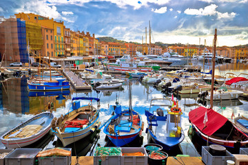 Canvas Print - Colorful harbor of Saint Tropez at Cote d Azur view