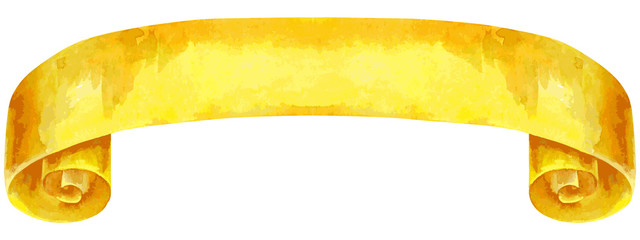 Vector vintage yellow ribbon. Hand painted banners isolated on white background.