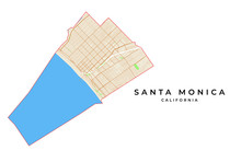 Vector Map Of Santa Monica, California, USA