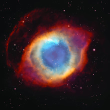 Vector Helix Nebula In The Constellation Aquarius. Background With Night Sky And Stars.