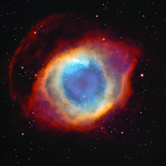 vector helix nebula in the constellation aquarius. background with night sky and stars.