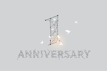 Wall Mural - The particles, geometric art, line and dot of anniversary 1 year