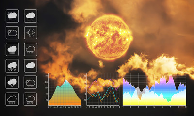 Wall Mural - dramatic atmosphere panorama view of sun sky and clouds on super summer day.image of sun furnished b